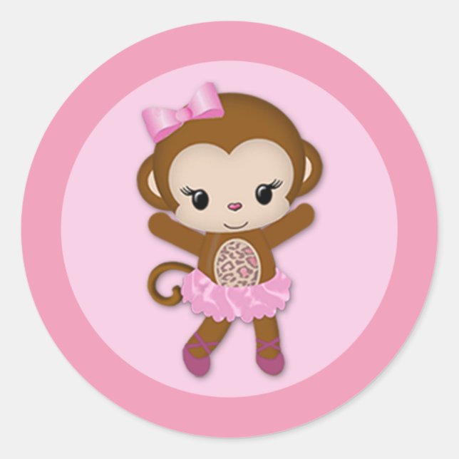 GIRL MONKEY Tu Tu Cute Baby Shower sticker TTC #9 (Front)