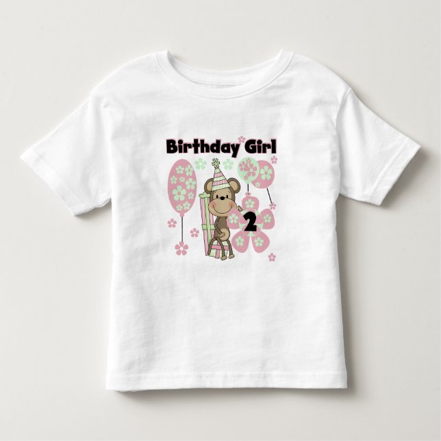 Girl Monkey With Gifts 2nd Birthday Tshirts (Front)