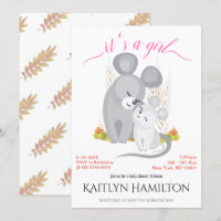 Girl Mouse Mother Baby Shower Mice Woodland Maple