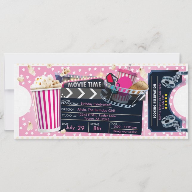 Girl Movie Night Invitation (Front)