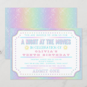 Girl Movie Ticket Birthday Party Invitation