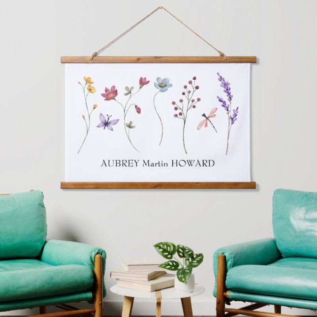 Girl Name Canvas Flag | Personalised Name Sign Hanging Tapestry (Living Room)