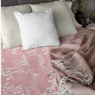 Girl Name Pattern on Dusty Rose Fleece Blanket