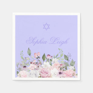 Girl Naming Jewish Purple Floral Napkin