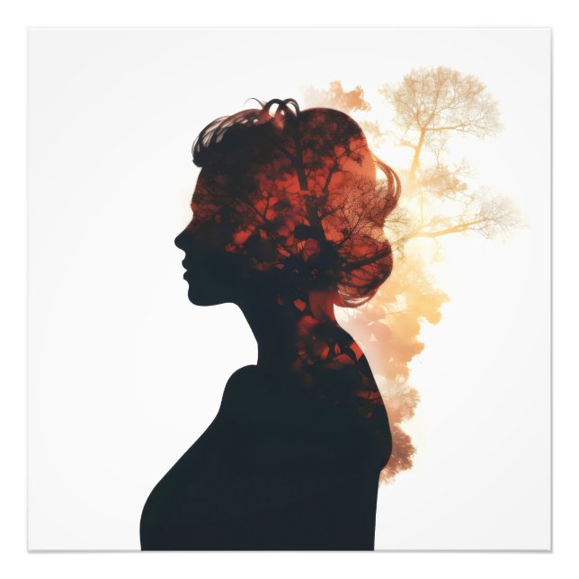 Girl Nature Double Exposure Photo Print (Front)