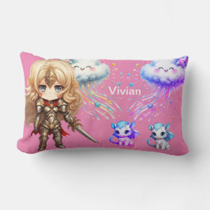 Girl night protecting baby dragons lumbar cushion