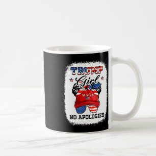 Girl No Apologies Maga 2024 Messy Bun Vote Trump 4 Coffee Mug