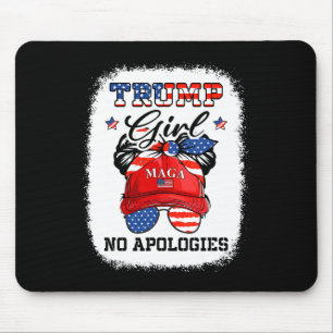 Girl No Apologies Maga 2024 Messy Bun Vote Trump 4 Mouse Pad