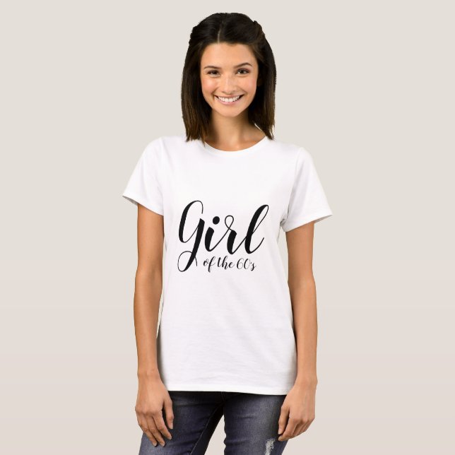 Girl of the Sixties Elegant Typography Black White T-Shirt (Front Full)