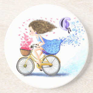 Girl On A Bike Coaster Romantic Gift Love