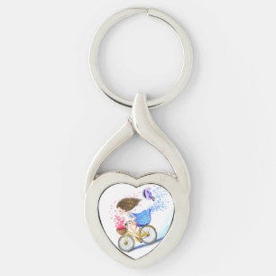 Girl On A Bike Keychain Romantic Love