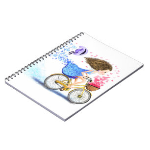 Girl On A Bike Notebook Gift Romantic Love Hearts