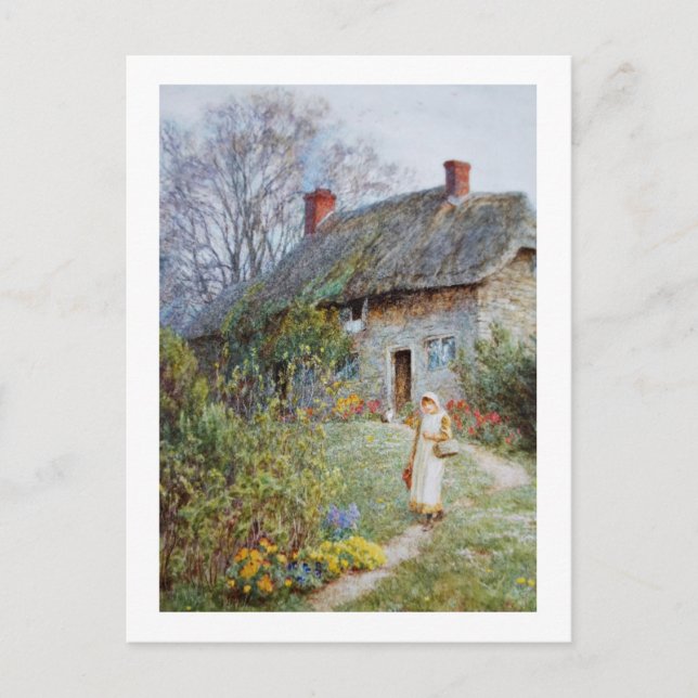 Girl on a Cottage Path Postcard (Front)