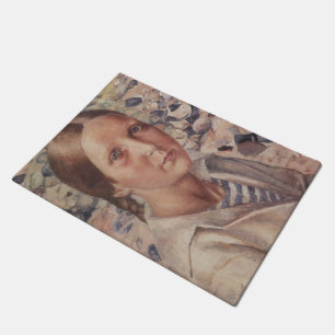 Girl on a Pebble Beach in Russia Doormat