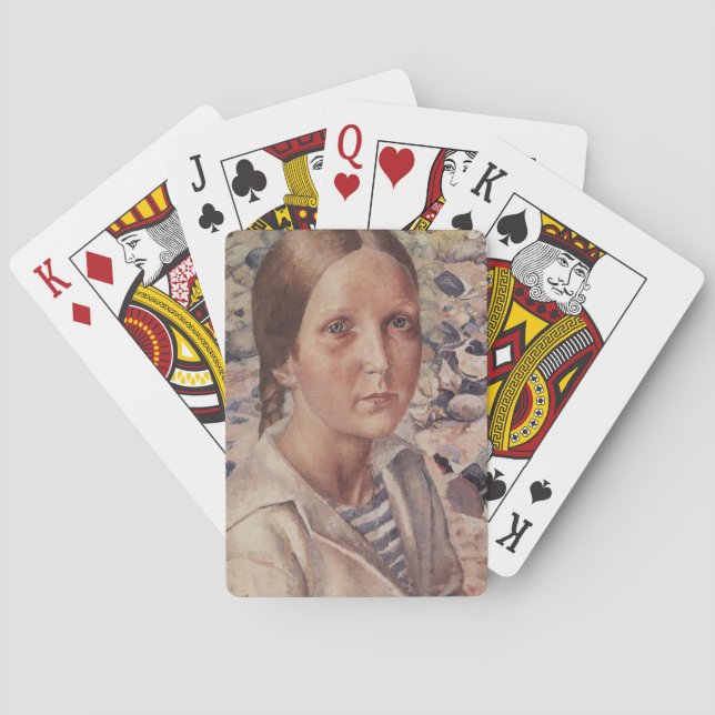 Girl on a Pebble Beach in Russia Playing Cards (Back)