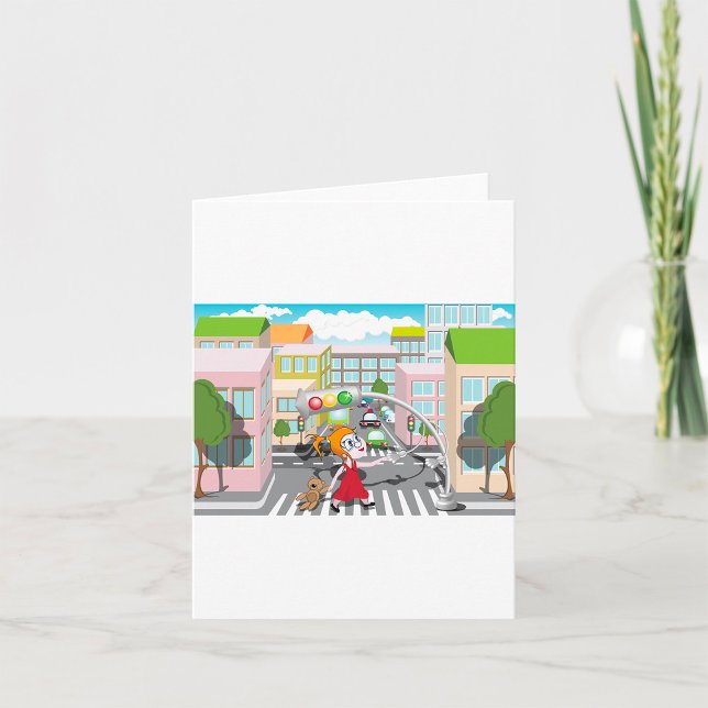 Girl On A Pedestrian Crossing Card (Creator Uploaded)