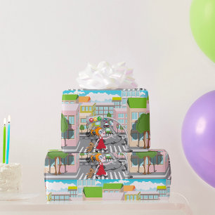 Girl On A Pedestrian Crossing Wrapping Paper