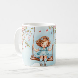 Girl on a swing Cherry Blossoms Coffee Mug