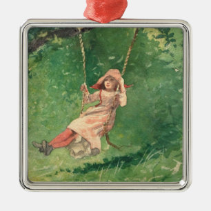 Girl on a Swing (Rural Childhood) (Winslow Homer) Metal Ornament