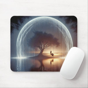 Girl On a Tree Swing With Light Trails Mouse Pad