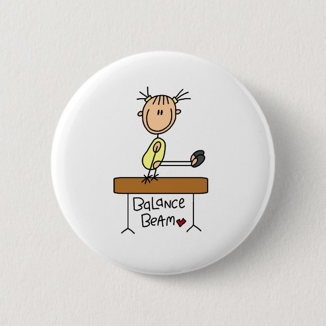 Girl on Balance Beam 6 Cm Round Badge (Front)