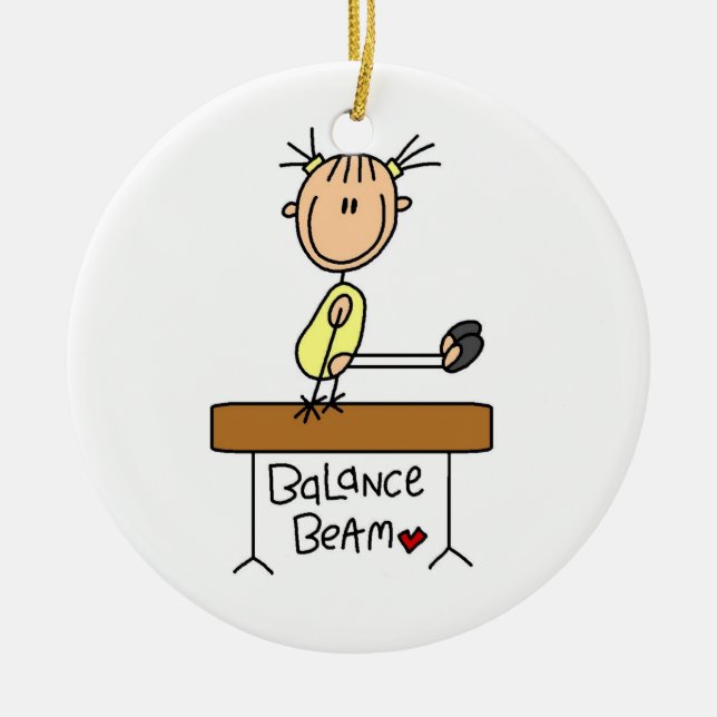 Girl on Balance Beam Ceramic Tree Decoration (Front)