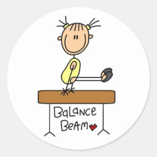 Girl on Balance Beam Classic Round Sticker