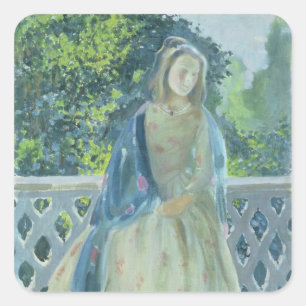 Girl on Balcony, 1900 Square Sticker