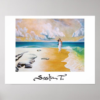 Girl on beach art print