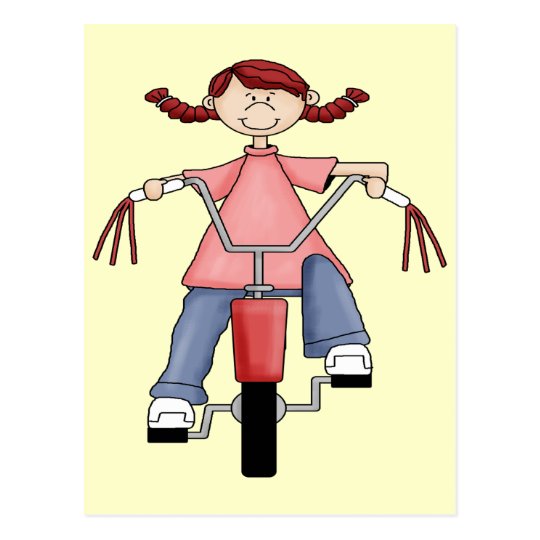 Girl On Bike Postcard