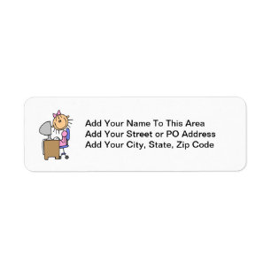 Girl on Computer Return Address Label