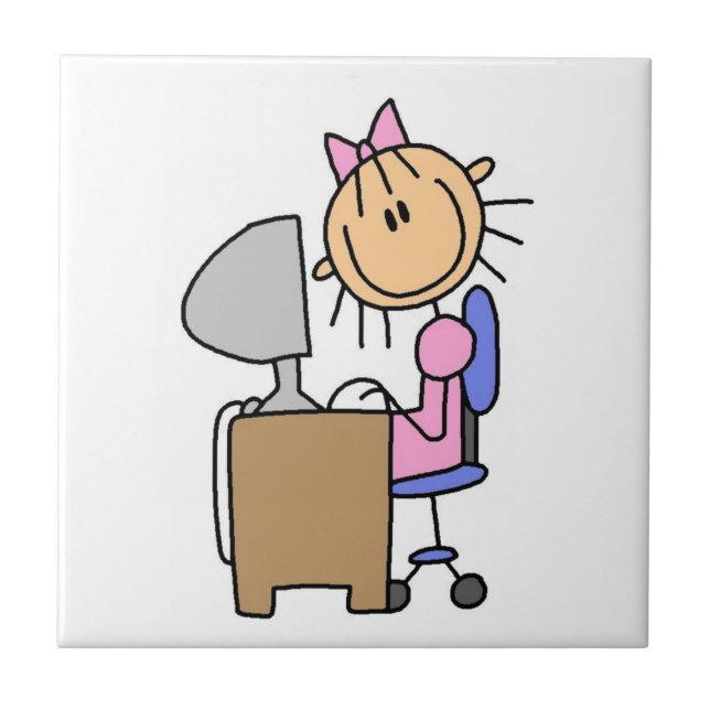 Girl on Computer Tile (Front)