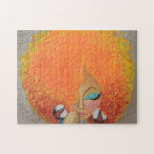 Girl on Fire, Black Woman, Orange Hair Jigsaw Puzzle