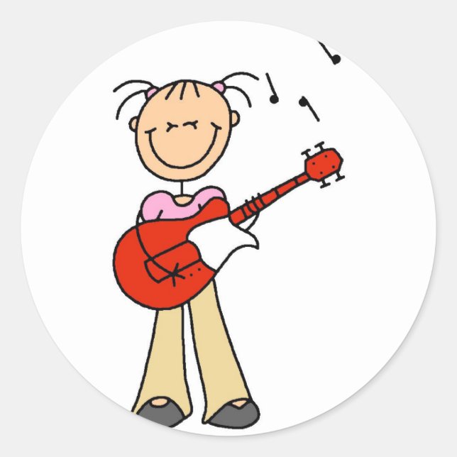 Girl On Guitar  Sticker (Front)