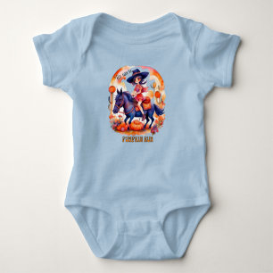 Girl on Horse Great Pumpkin Run Halloween  Baby Bodysuit