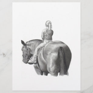 GIRL ON HORSEBACK: PENCIL ART: REALISM
