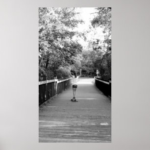 Girl on Longboard Poster