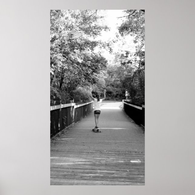 Girl on Longboard Poster (Front)