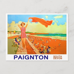 Girl on Paignton beach, south Devon, England Postcard