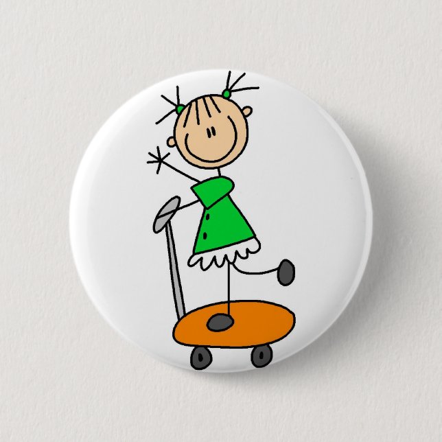 Girl On Skateboard Button (Front)