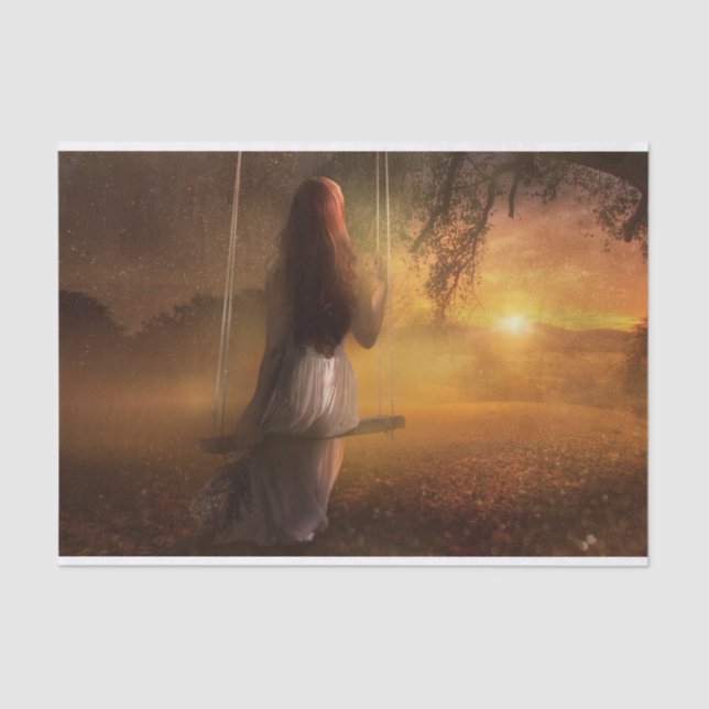 Girl on Swing Decoupage Tissue Paper (Front)