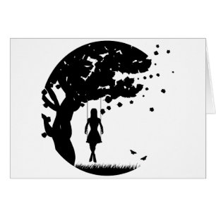 Girl on swing silhouette