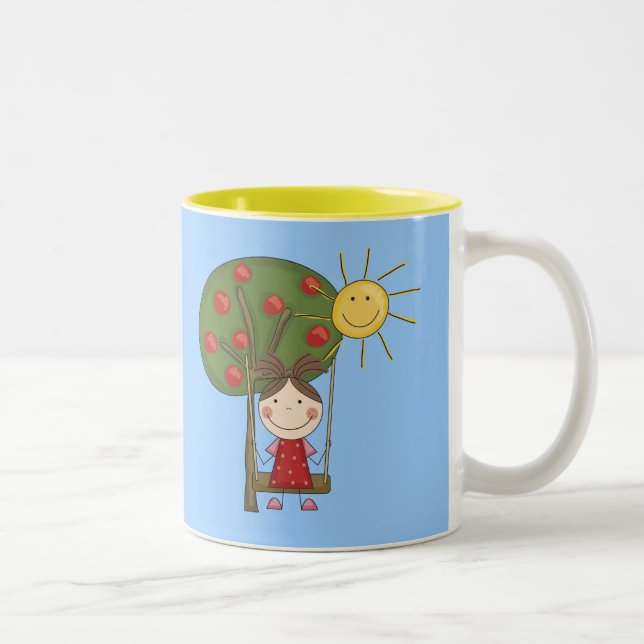 Girl on Swing  T-shirts and Gifts Two-Tone Coffee Mug (Right)