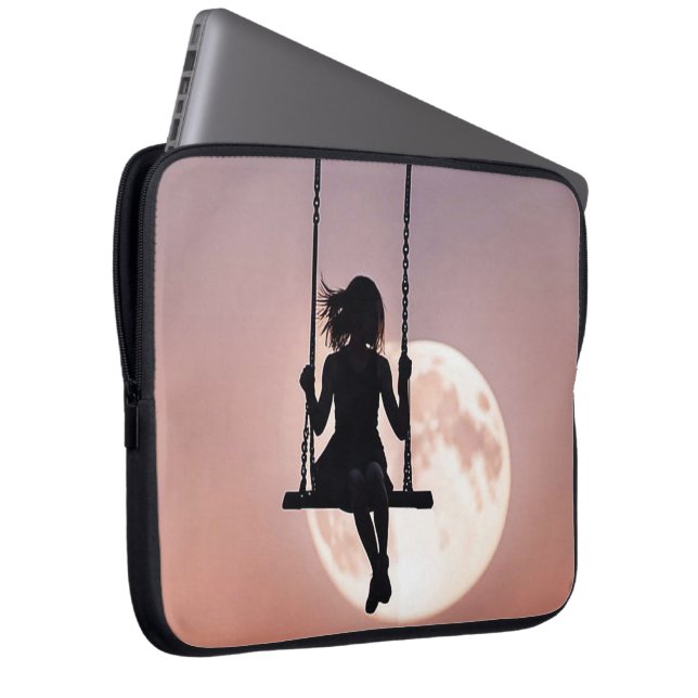 Girl On Swing With Moon Laptop Sleeve (Front Right)