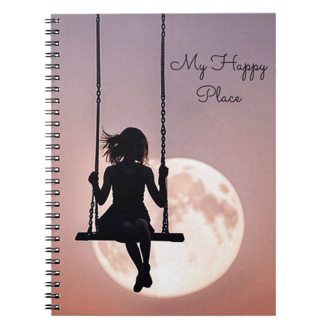 Girl On Swing With Moon Notebook (Front)