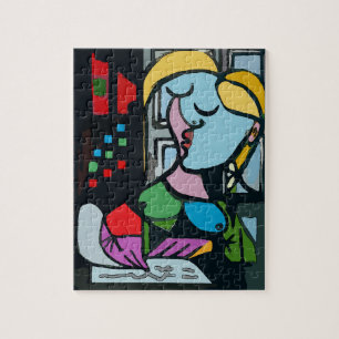 Girl on Tablet 2 Jigsaw Puzzle