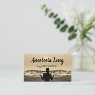 Girl on the Beach at Sunrise, Yoga Instructor Busi Business Card