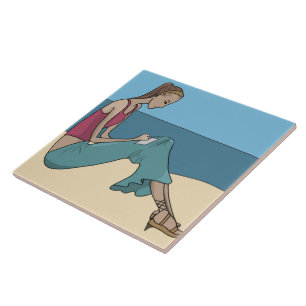 GIRL ON THE BEACH CERAMIC TILE