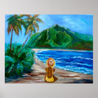 Girl on the Beach Poster