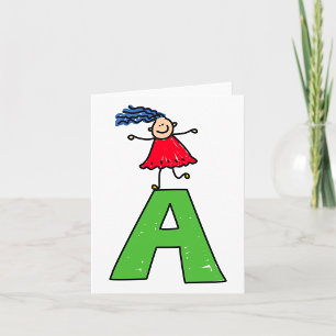 Girl On The Letter A Card